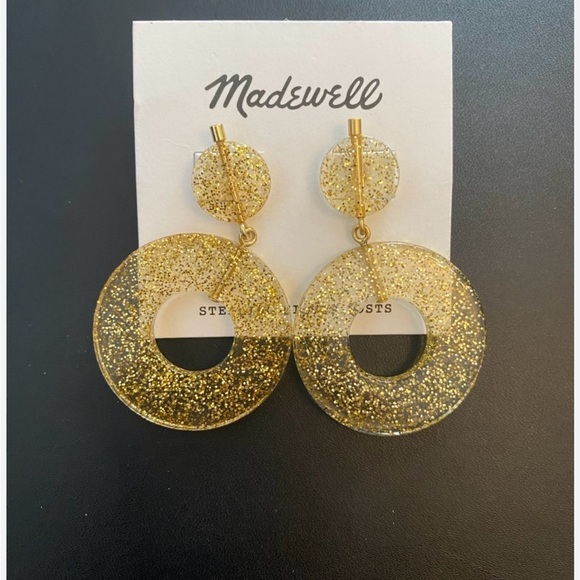 Madewell Gold Glitter Hoop Earrings - Picture 3 of 4